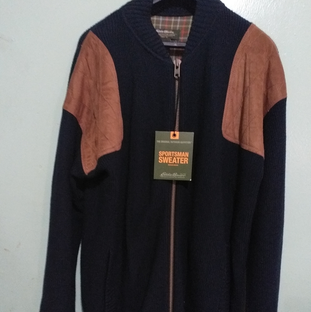 Eddie Bauer wool blend sportman zip down sweater
